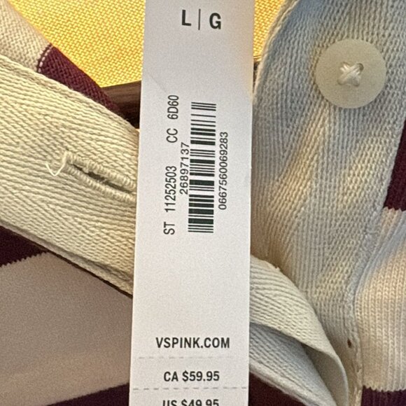 Oversized Preppy Stripe Rugby Polo - Maroon/White - Picture 4 of 5